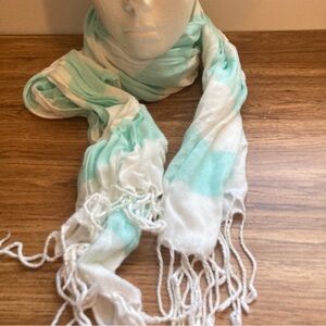 5/$15 Limited Too Soft & Lightweight Mint & White Striped Scarf